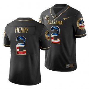 Men's Alabama Crimson Tide #2 Derrick Henry Black 2019 Stars and Stripes History Player NCAA College Football Jersey 2403GZRK1